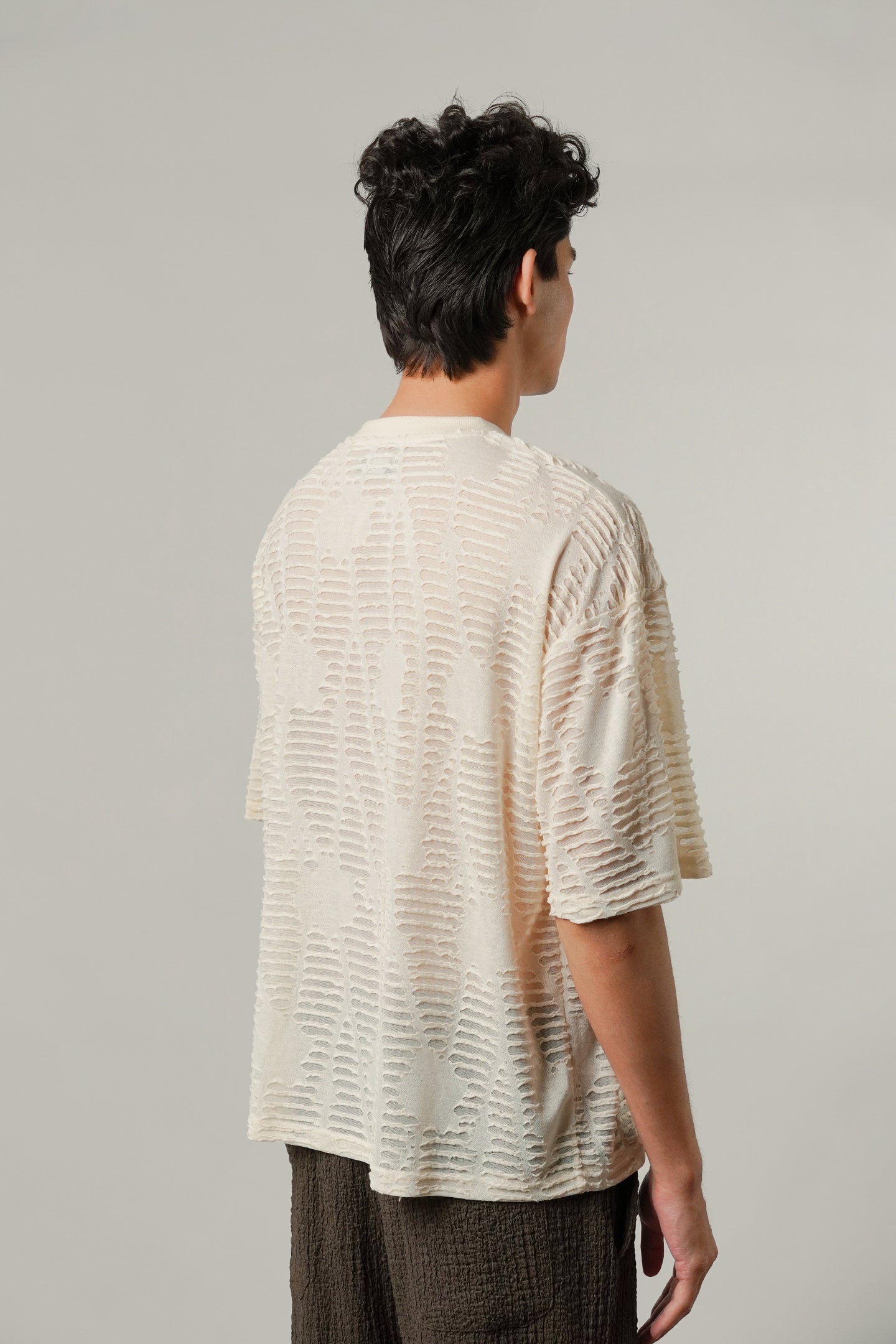 Oversized Mesh Tee - Cream