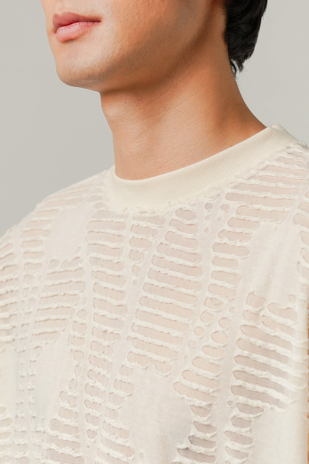 Oversized Mesh Tee - Cream