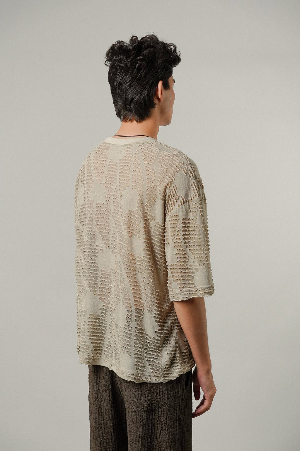 Oversized Mesh Tee - Taupe