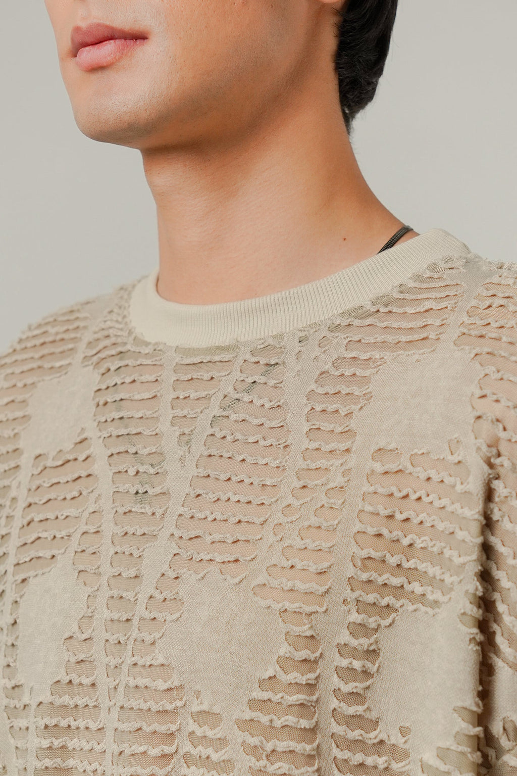 Oversized Mesh Tee - Taupe