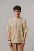 Knitted Oversized T-Shirt - Cream