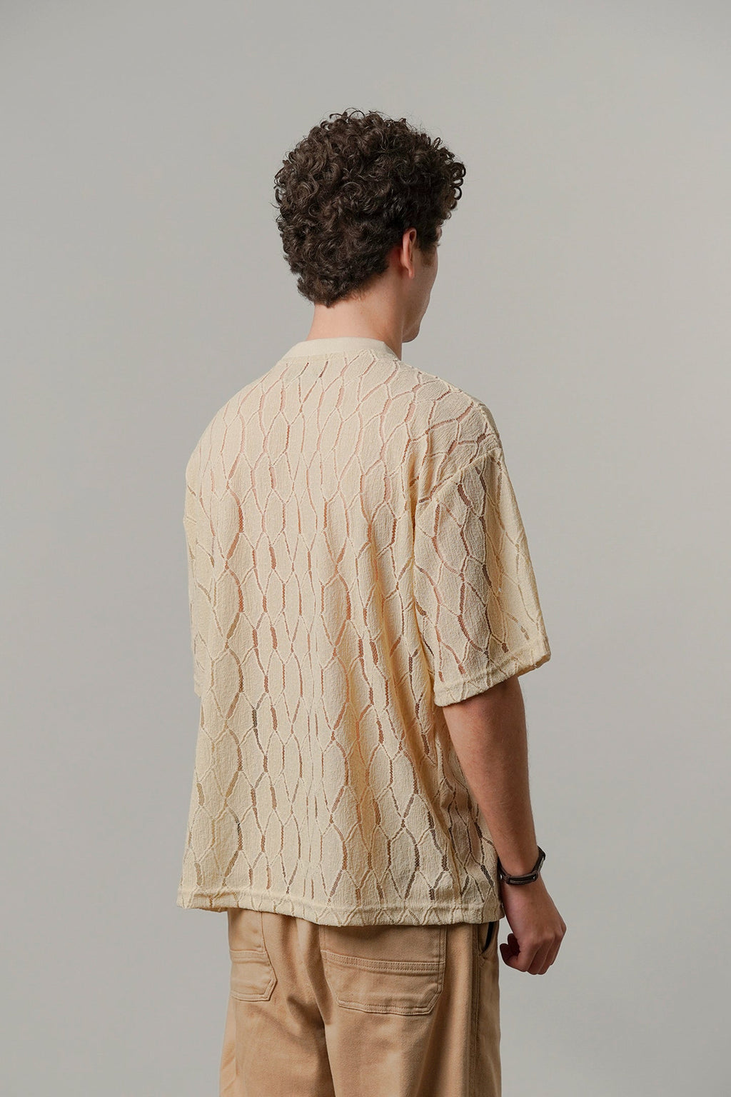 Knitted Oversized T-Shirt - Cream