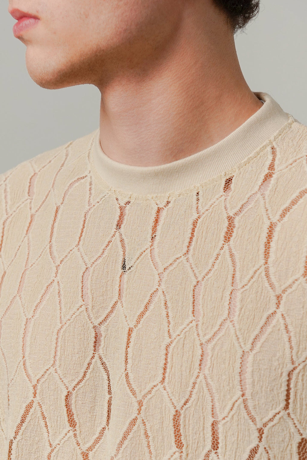 Knitted Oversized T-Shirt - Cream