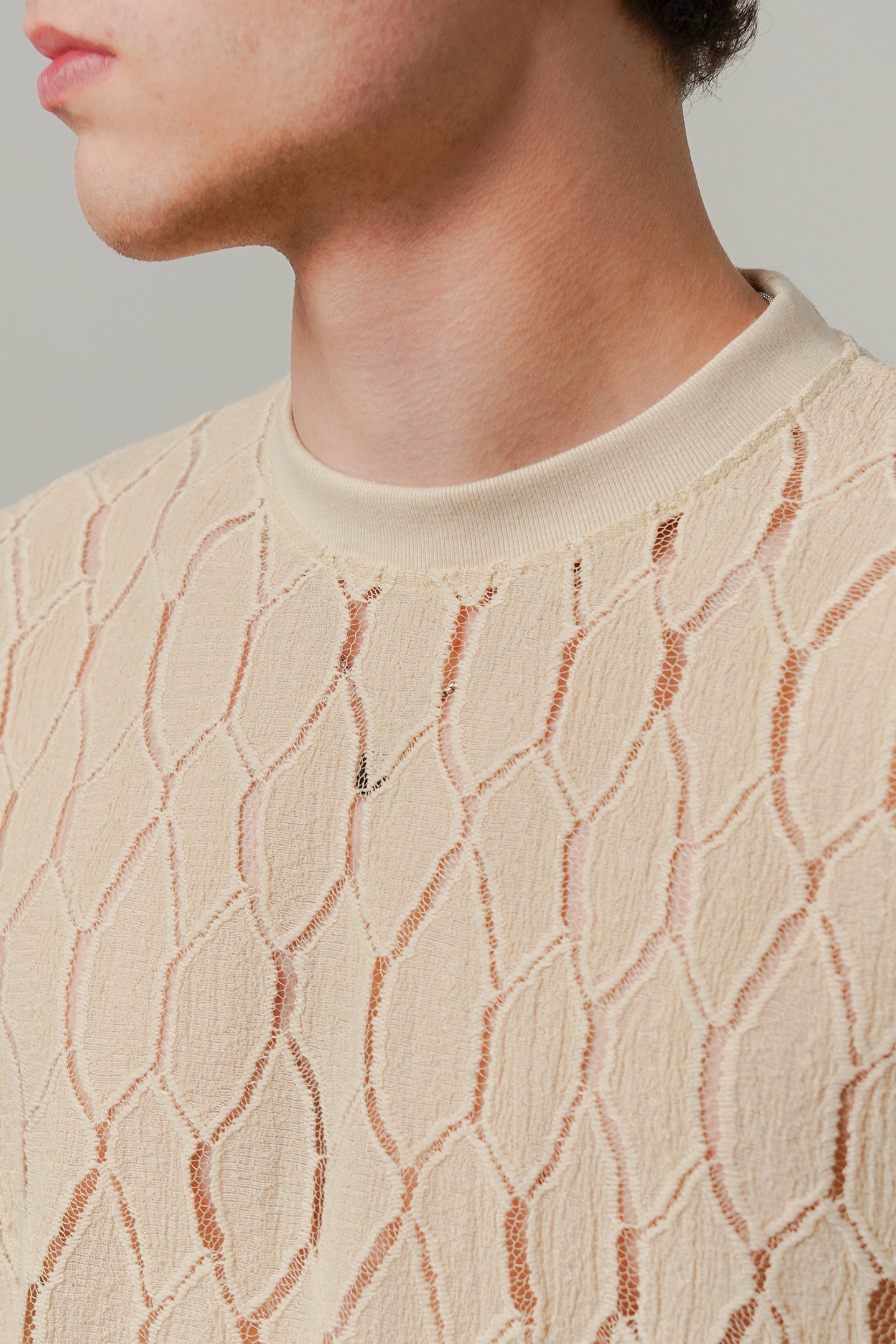 Knitted Oversized T-Shirt - Cream