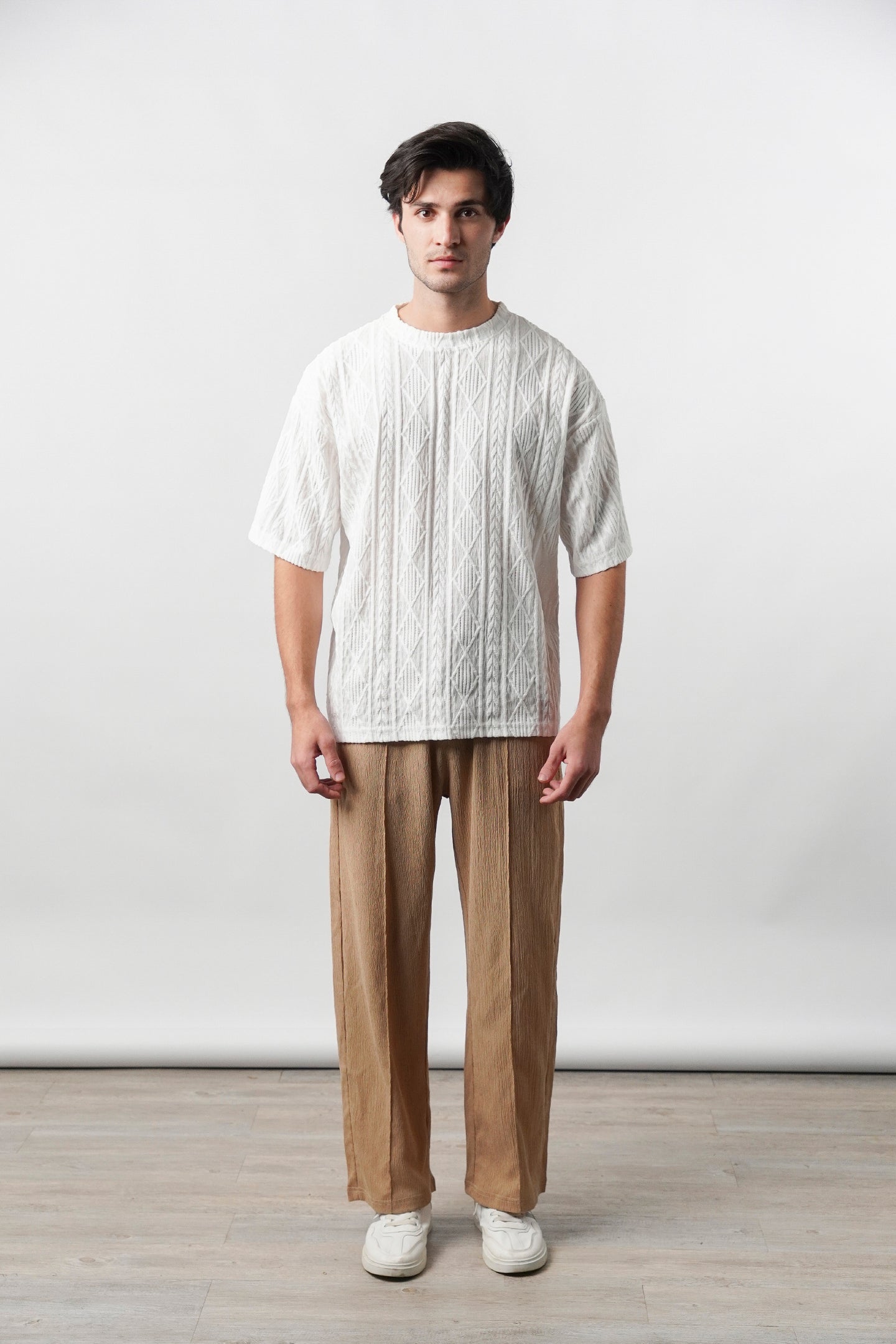 Textured Oversized T-Shirt - White