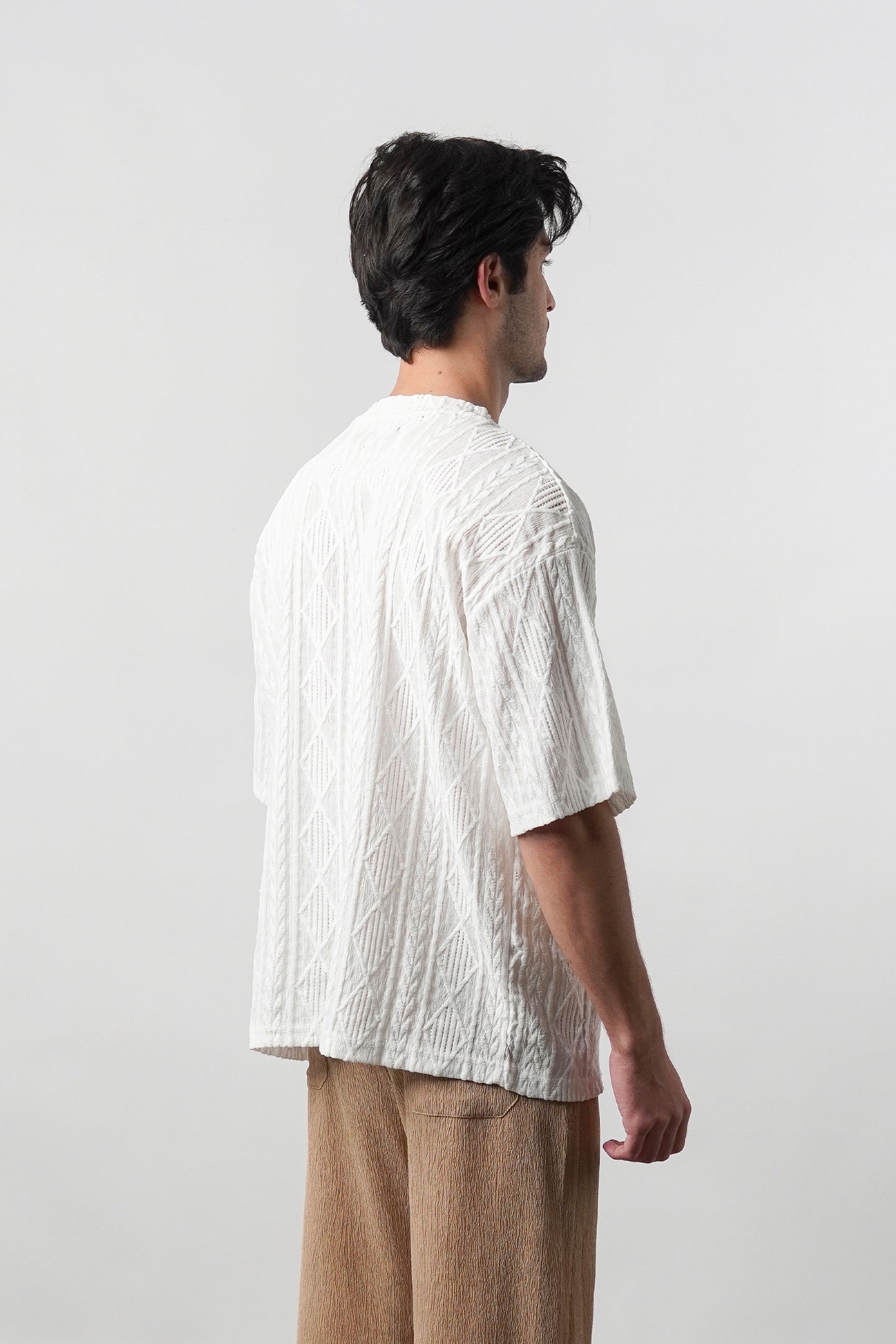 Textured Oversized T-Shirt - White