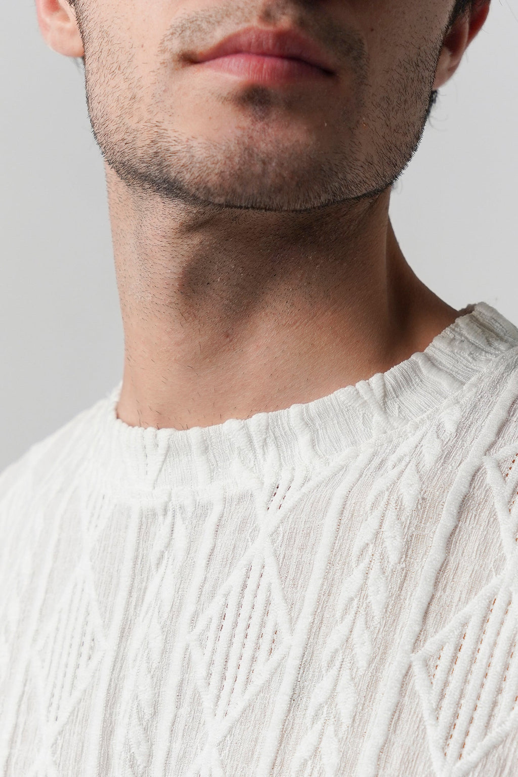 Textured Oversized T-Shirt - White