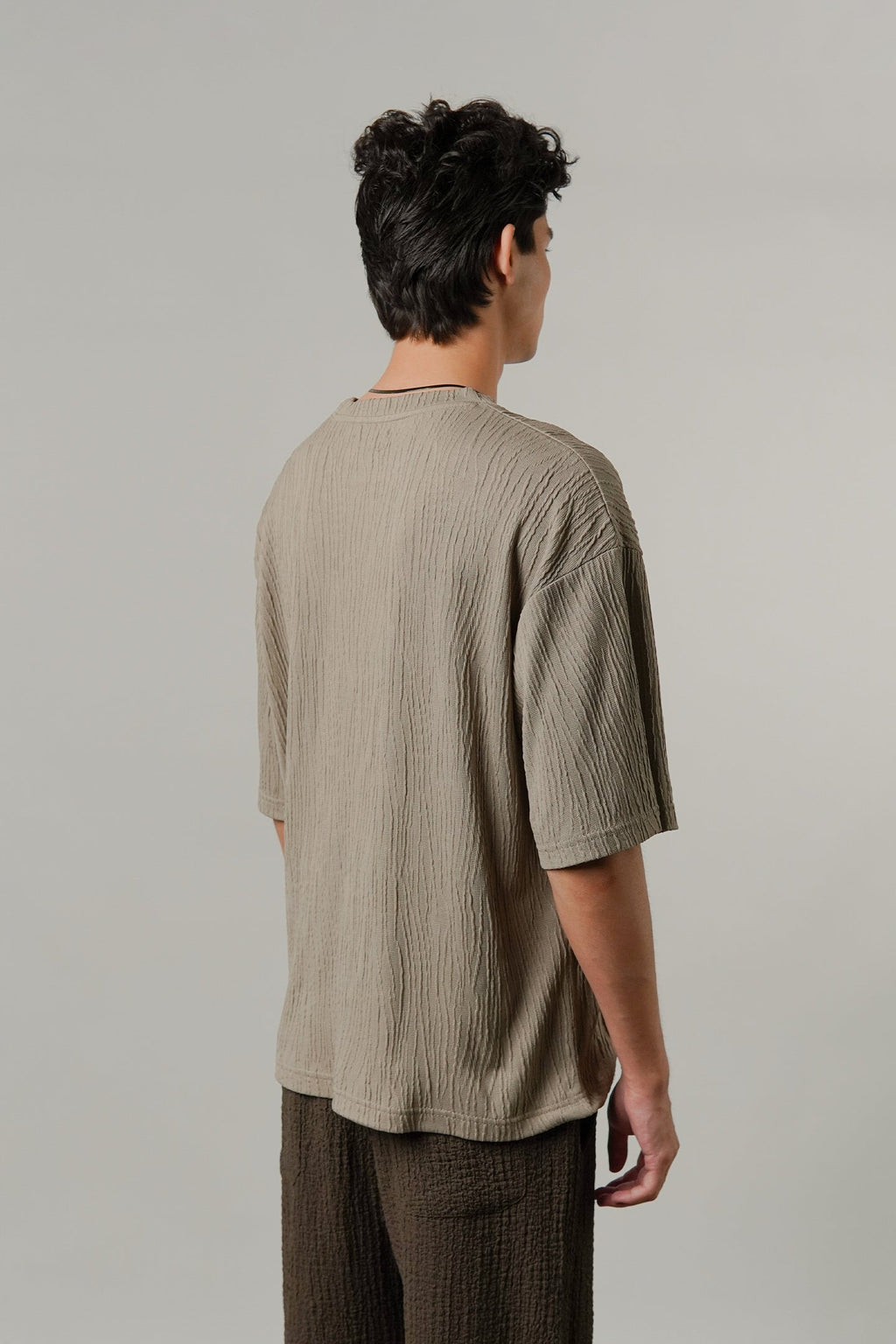 Oversized Textured Tee - Taupe