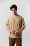 Textured Oversized T-Shirt - Sand Brown