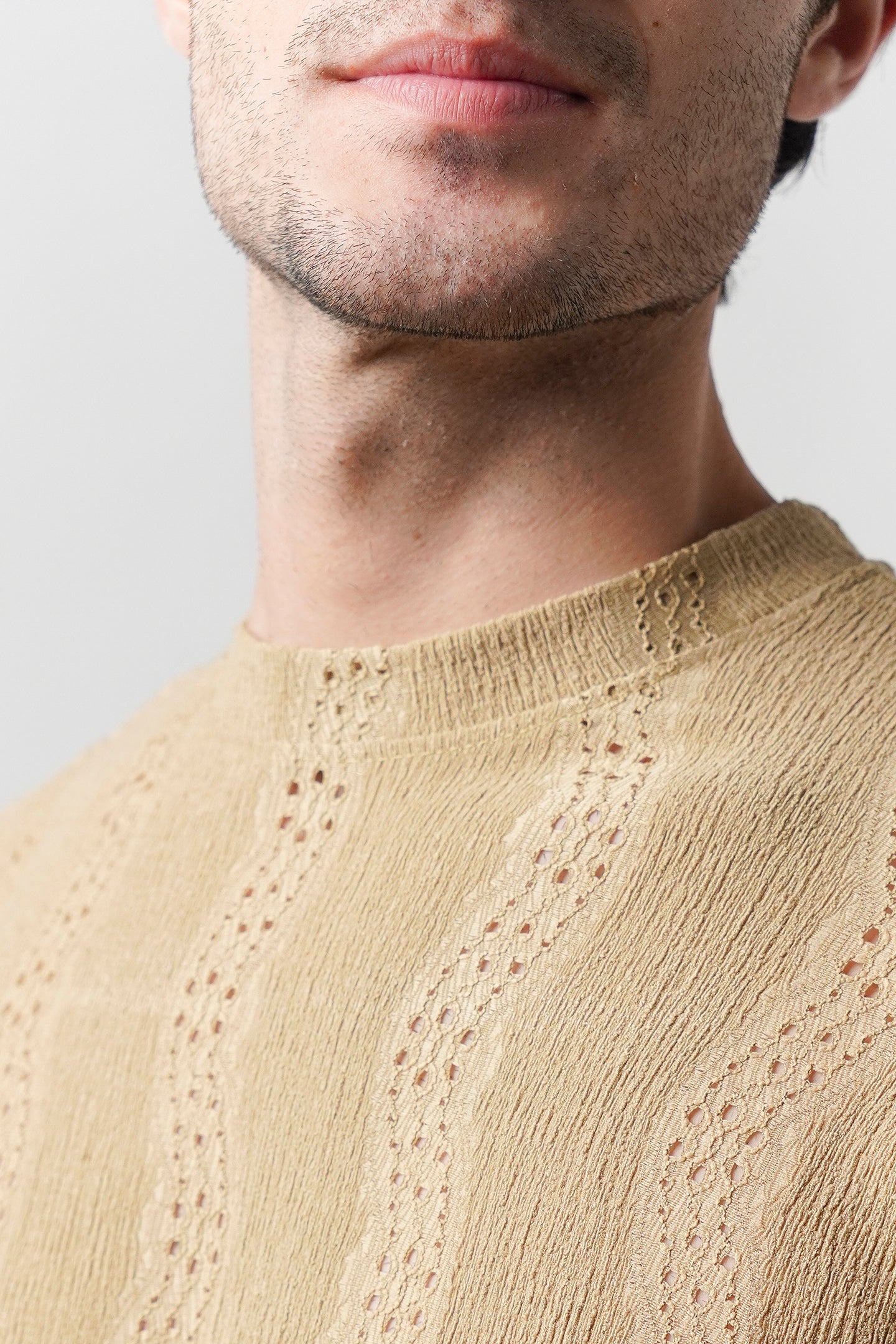 Textured Oversized T-Shirt - Sand Brown