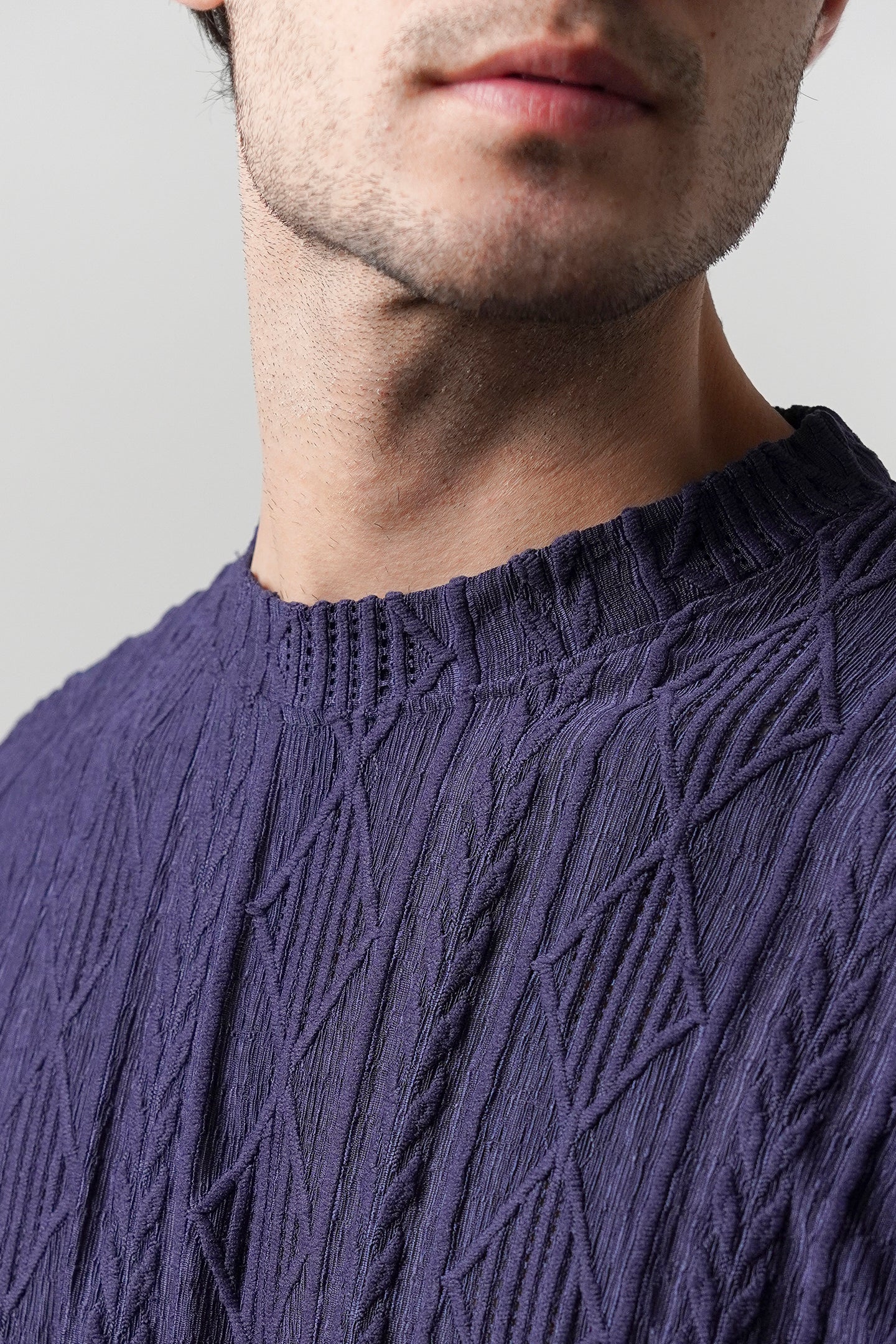 Textured Oversized T-Shirt - Navy Blue