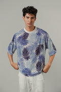 Oversized Printed Tee - Blue