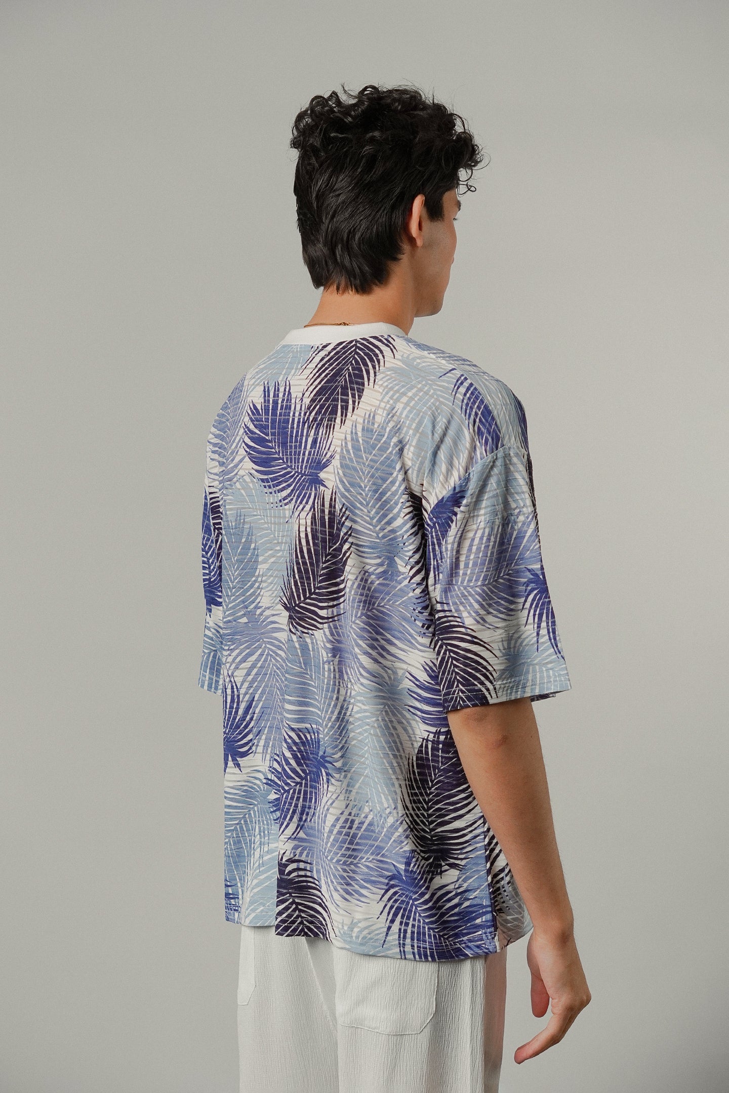 Oversized Printed Tee - Blue