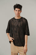 Oversized Mesh Tee - Black