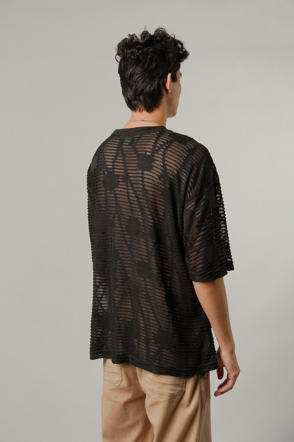 Oversized Mesh Tee - Black