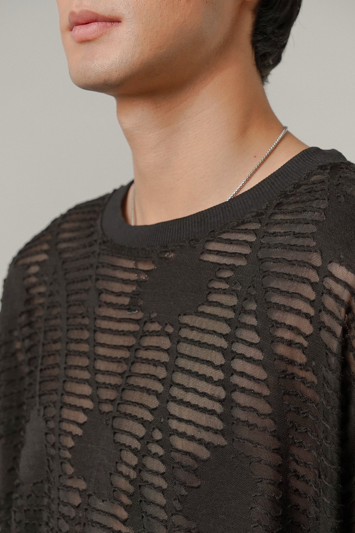 Oversized Mesh Tee - Black